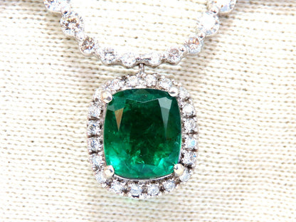 4.04ct Natural Emerald Diamonds Necklace 14kt Dangle *v