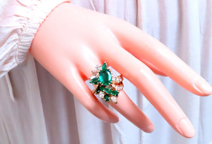 GIA 3.27ct Natural Emerald Cocktail Diamond Ring 14kt F2 12410 *v
