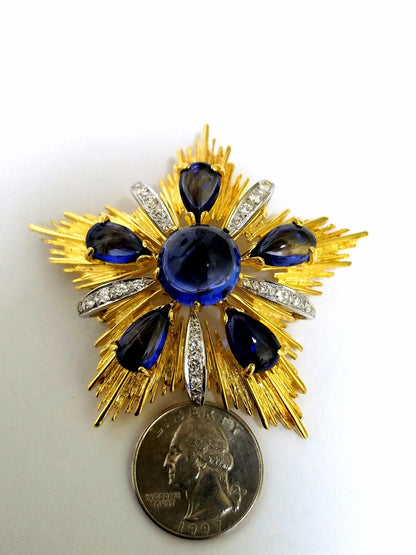 18kt 40ct Royal Medallion Brooch Pin Pendant Pearl Enhancer Ascot Knot *v