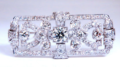 GIA Certified Natural Diamond Vintage Deco Pin Brooch Platinum 12418 *v
