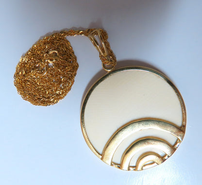 Rainbow Ray Beige Quartz Necklace 18kt 33mm *v