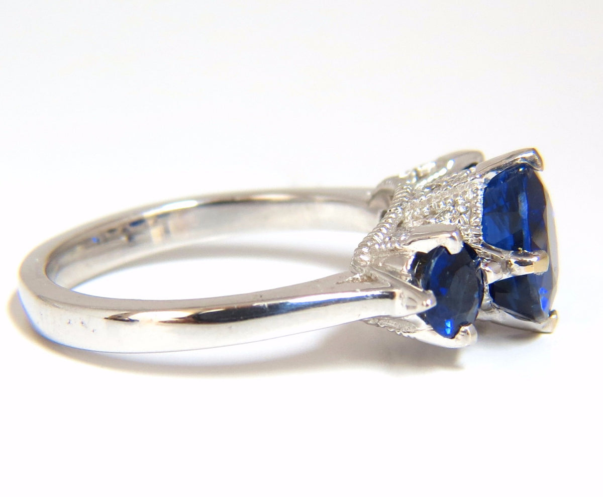 Natural Kyanite Sapphire diamonds ring 3.82ct. vivid blue 14kt *v