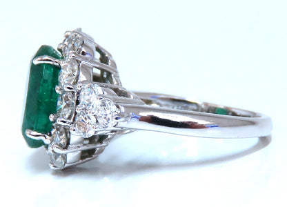 4.12ct natural green emerald diamonds ring 14kt Halo Prime *v