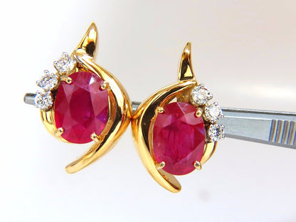 13.00ct Clarity enhanced ruby natural diamond earrings 14kt *v