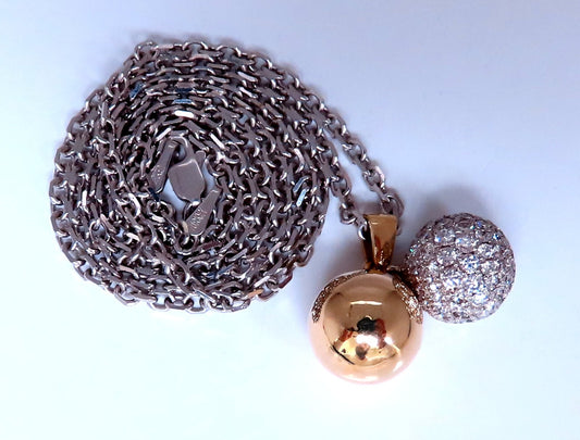 1.18ct Natural Diamonds Ball & Gold Dangle Pendant 14kt *v