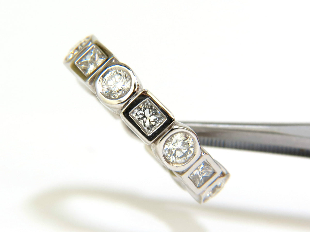 2.80CT NATURAL ROUNDS PRINCESS DIAMONDS ETERNITY BAND PLATINUM FLUSH DURABLE *v