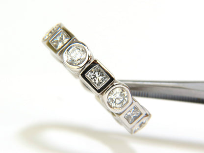 2.80CT NATURAL ROUNDS PRINCESS DIAMONDS ETERNITY BAND PLATINUM FLUSH DURABLE *v