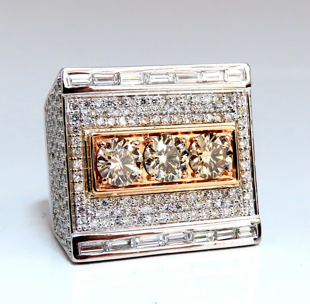 Natural Light Fancy Yellow Green Diamonds Mens Ring 18 Karat Big Tall Grande *v