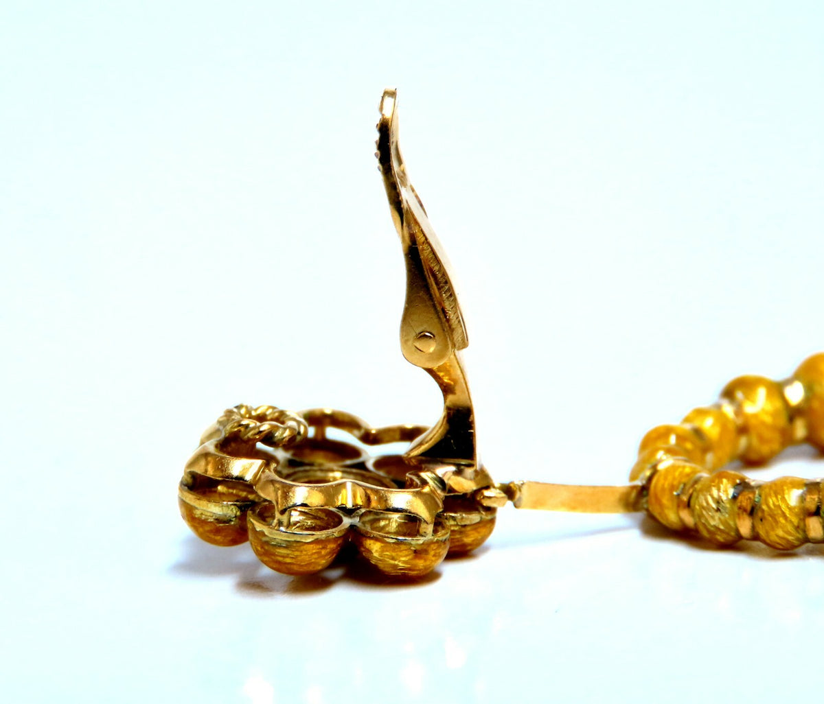 Bohemian European Mod Enamel Ball Bead Cluster Dangle Earrings 18kt *v