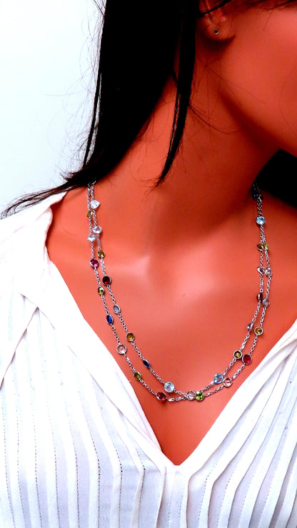 80ct Natural Aquamarine Peridot Garnet Tourmaline Necklace 14kt 12520 *v