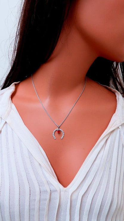 Horseshoe Natural Ruby Diamond Necklace 14kt gold *v