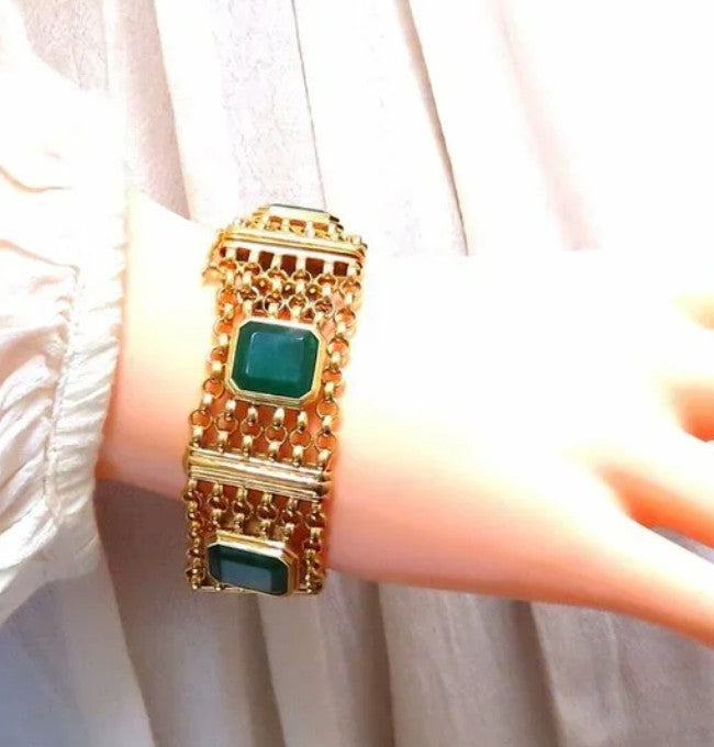 GIA Certified Vintage Emerald Bracelet 60ct 18kt Gold 12238 *v