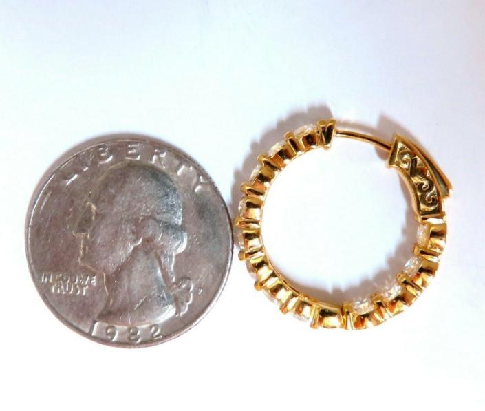 3.45ct Natural Round Diamond Hoop Earrings 14kt Quarter Size Ref 12309 *v