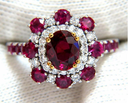 GIA Certified 2.92 Carat Natural Ruby Diamond Ring 14kt Cluster 12346 *v
