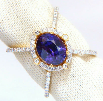 GIA Certified 3.96ct Natural Vivid purple sapphire diamonds ring *v