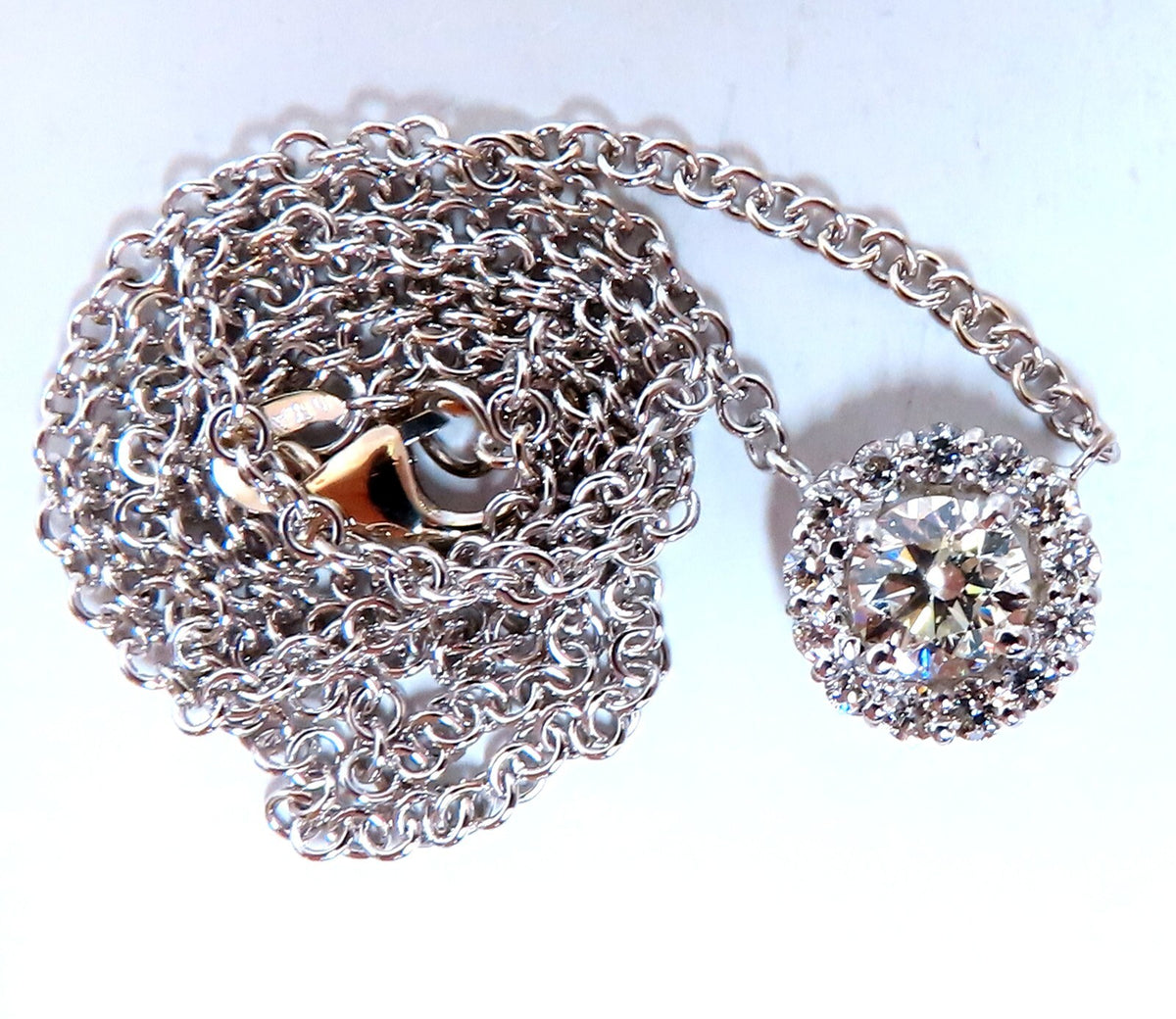 1.09ct natural diamonds halo cluster necklace 14kt *v