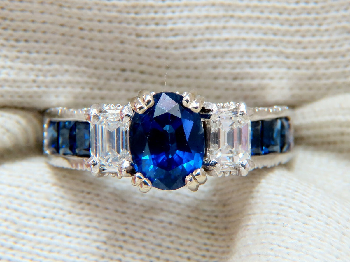 GIA Certified 1.86ct Natural Sapphire Diamonds Ring & matching eternity band *v