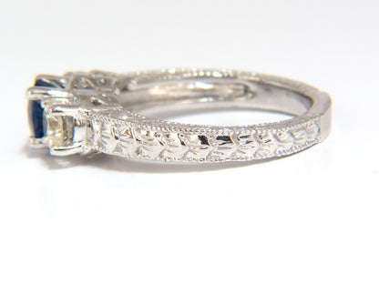 2.14ct NATURAL BLUE SAPPHIRE DIAMONDS RING 14KT CLASSIC  EDWARDIAN DECO *v