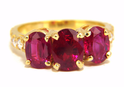 GIA Certified 4.94ct natural vivid red Burma ruby diamonds ring 18kt*v