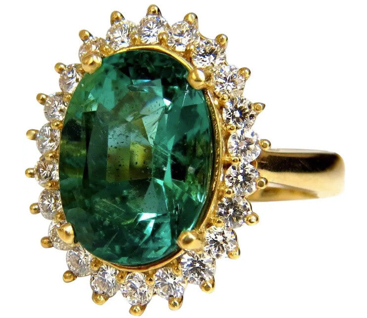 GIA Certified 8.60ct natural green emerald diamonds ring 18kt "F1" Halo Prime *v