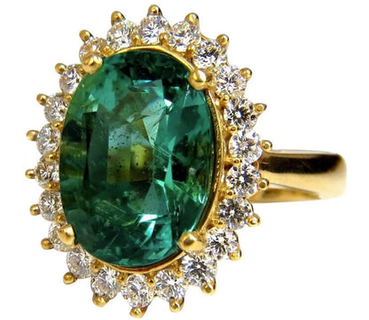 GIA Certified 8.60ct natural green emerald diamonds ring 18kt "F1" Halo Prime *v