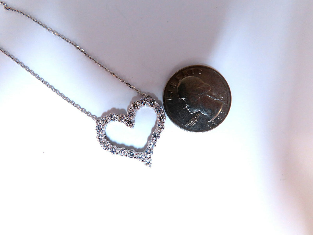 1.92ct Open Heart Natural diamonds necklace 14 karat *v