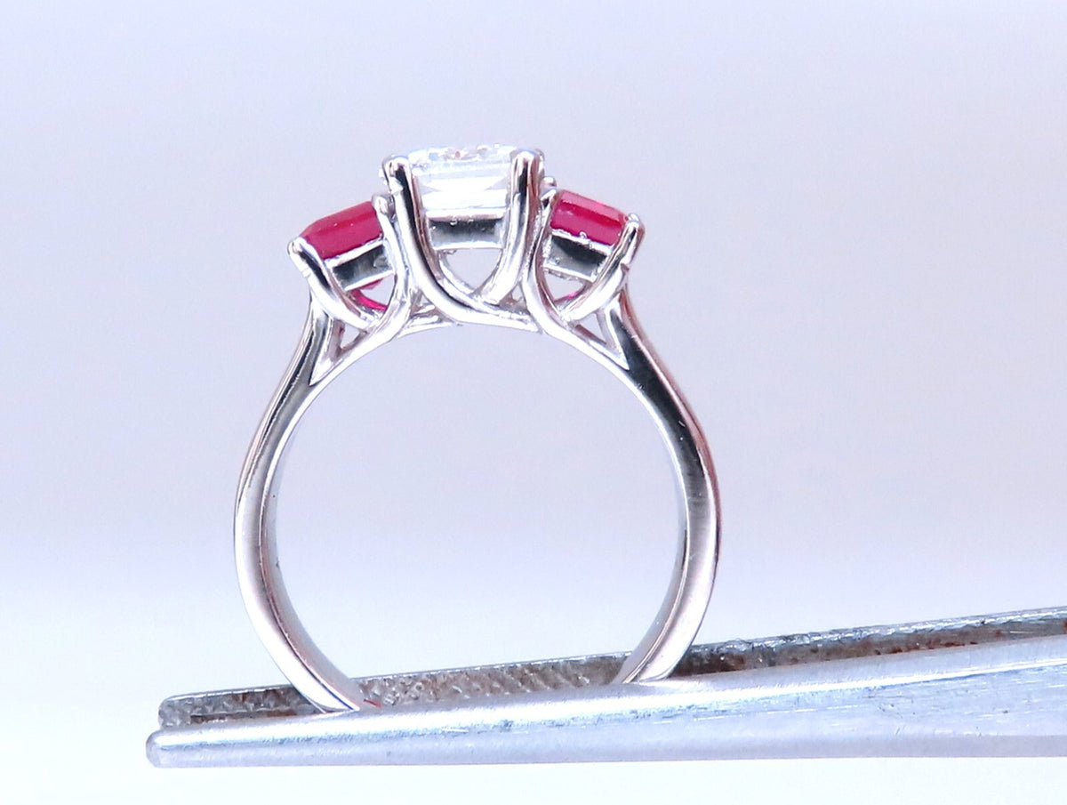 White Natural Sapphire & Ruby Ring Platinum *v