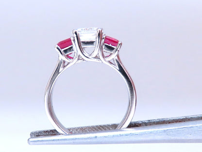 White Natural Sapphire & Ruby Ring Platinum *v