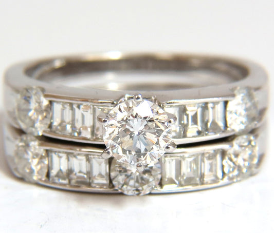 1.50CT NATURAL DIAMONDS BAGUETTE ROUNDS MATCHING BAND RING 18kt *v