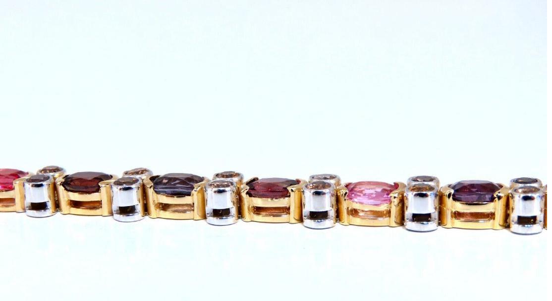 14.38ct Multicolored Spinel Diamonds Bracelet Gemline 14kt Gold Ref 12308 *v