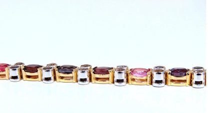 14.38ct Multicolored Spinel Diamonds Bracelet Gemline 14kt Gold Ref 12308 *v