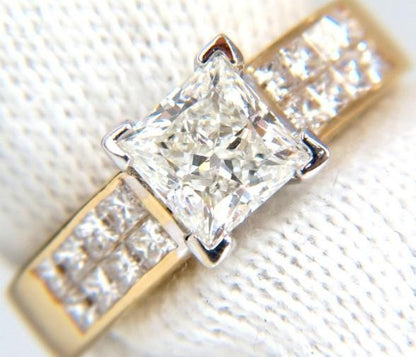 GIA 1.03ct Princess Cut Diamonds Ring and Channel Side Diamond Brilliant 42455*v