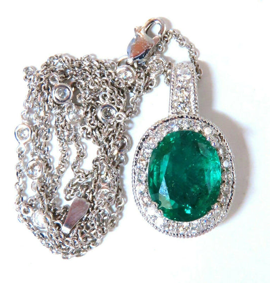 GIA Certified 4.63ct Natural Emerald Diamonds Necklace 14kt gold 11253 *v
