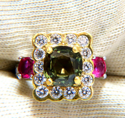GIA Certified 3.48 carat natural color change alexandrite Ruby diamond ring *v