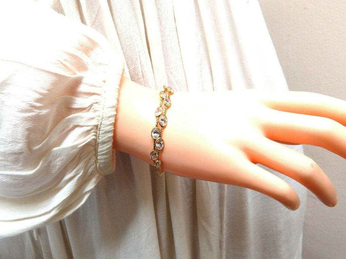 Double Strand CZ yard link bracelet 14kt *v