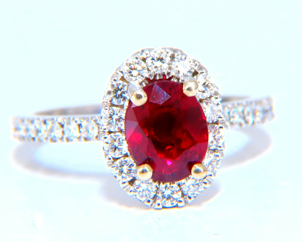 GIA Certified Thailand Ruby 1.71ct  Halo Diamond ring 18kt Vivid Red Prime*v