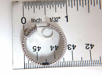 1.00ct natural diamond hoop earrings 14kt g/vs Barley Rope Twist 3D & Button *v
