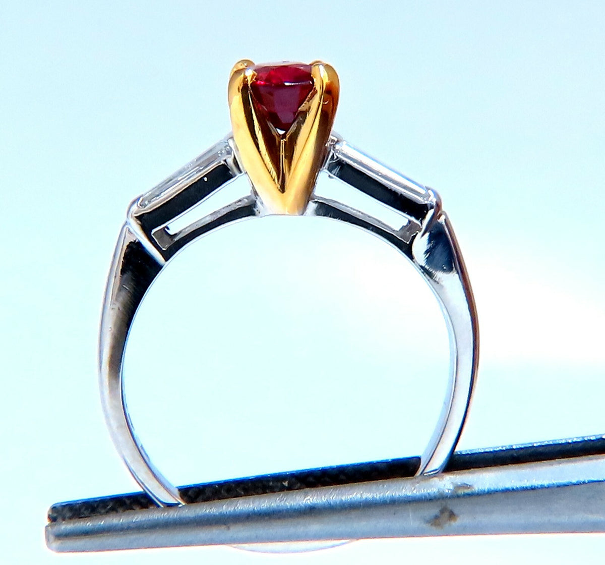 GIA Certified Ruby .99ct  Diamond ring Platinum Vivid Red Prime *v