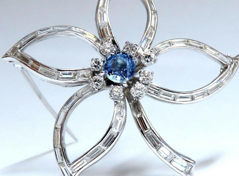 2.41ct Natural Sapphire Diamonds Platinum Brooch Platinum Baguette Ref 12326 *v