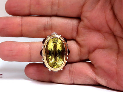 25ct Natural Lemon Quartz Vintage Ring 19 Karat Vintage 52 Gram *v