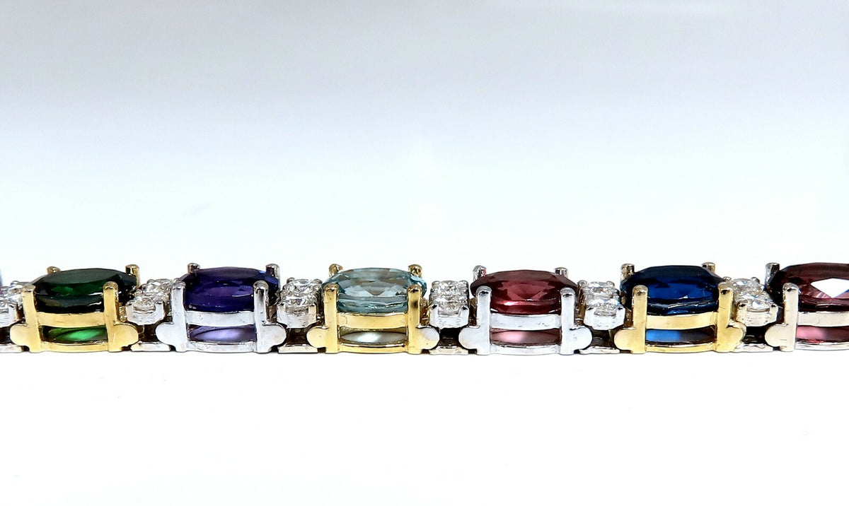 26.50ct Natural Emeralds Aquamarines Red Tourmaline Bracelet 14 Karat Gemline *v