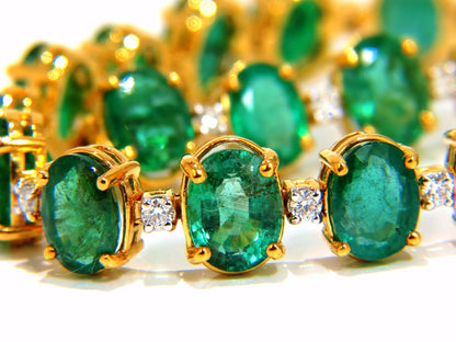 Emerald bracelet 27.42ct & .75ct diamonds classic tennis 14kt. natural greens *v