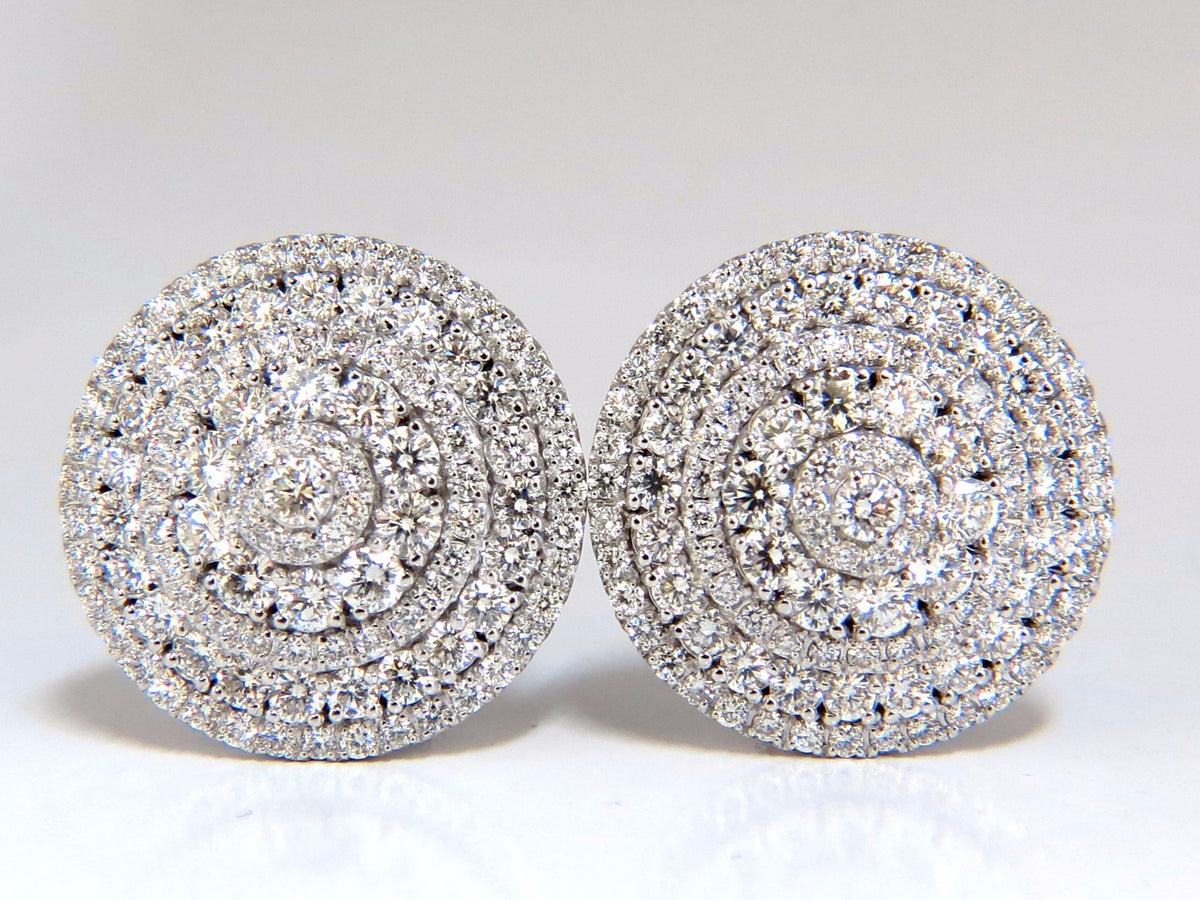 8.00ct Circular Domed Diamond Cocktail Cluster Clip Earrings 18kt 5 Row *v