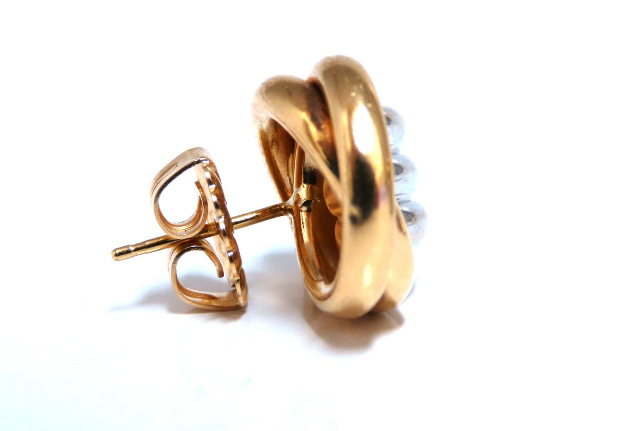 14kt Gold Clip earrings Circular Knocker Two Toned *v