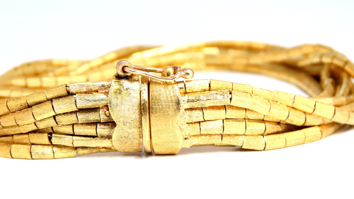 Rustic Nine Stranded 18kt Gold Bracelet 55 Grams 7.5 inch *v