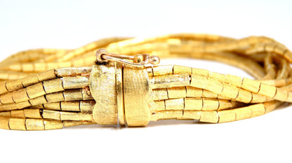 Rustic Nine Stranded 18kt Gold Bracelet 55 Grams 7.5 inch *v