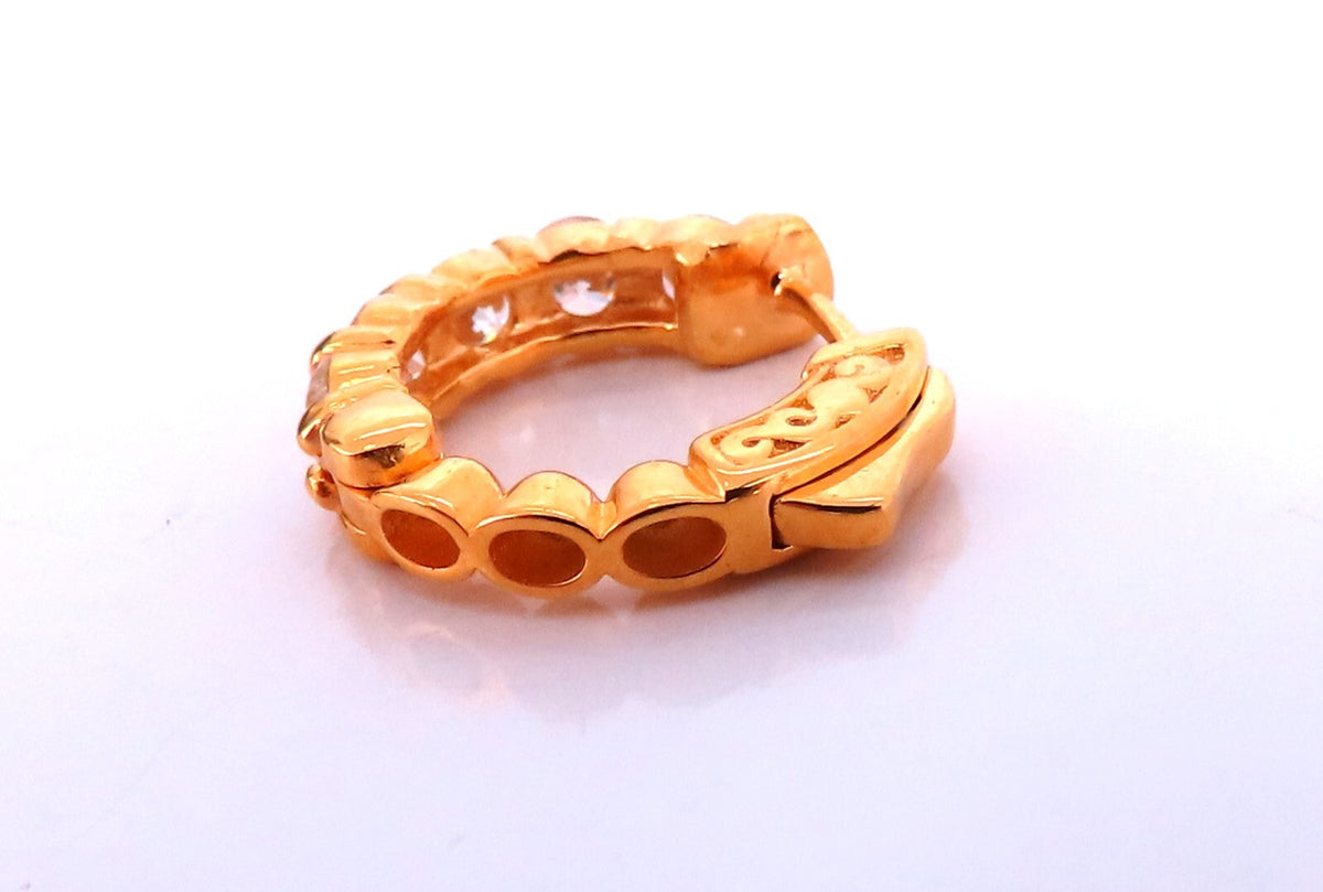 1.50ct Natural Round Diamond mini hoop earrings 14kt yellow gold Dime *v