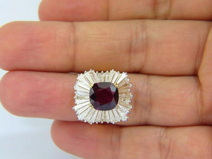 GIA Certified 5.08ct. Natural Ruby Diamonds ring 18kt Ballerina Prime *v