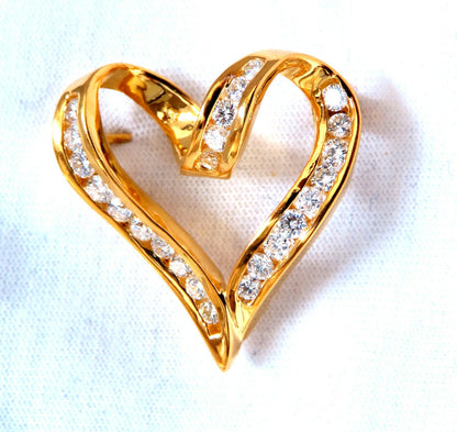 1.10ct Natural Diamonds Heart Pin 14kt *v