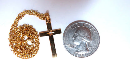 14kt gold cross diamond pendant 14kt 14 inch *v